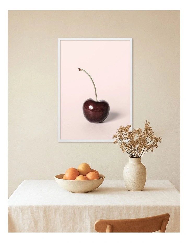 Australian Made Single Cherry Art Print White Frame image 2