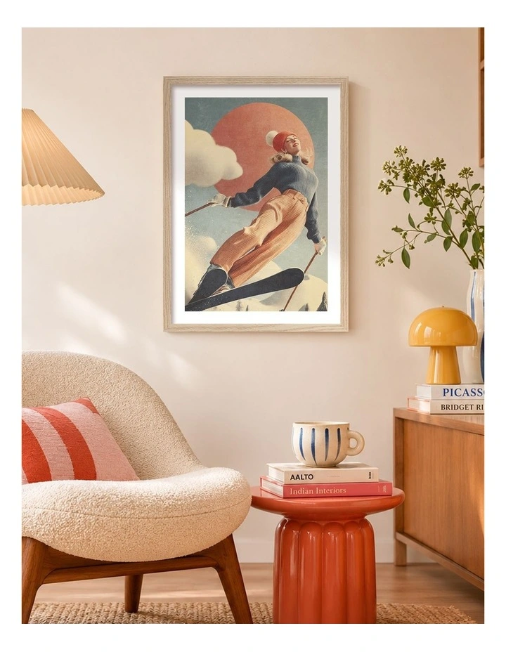 Australian Made Skiing Adventure 2 Art Print Natural Frame image 2