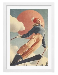 Australian Made Skiing Adventure 2 Art Print White Frame