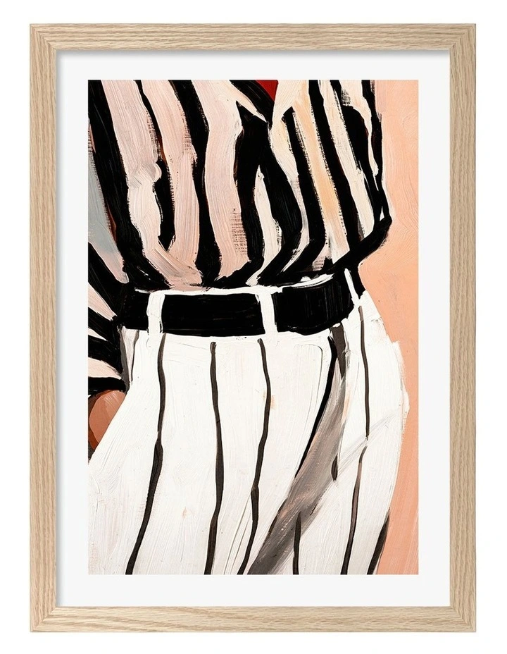 Australian Made Stripe Elegance Art Print Natural Frame image 1