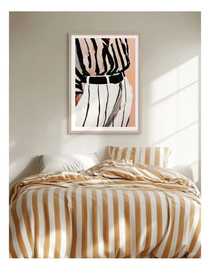 Australian Made Stripe Elegance Art Print Natural Frame image 2
