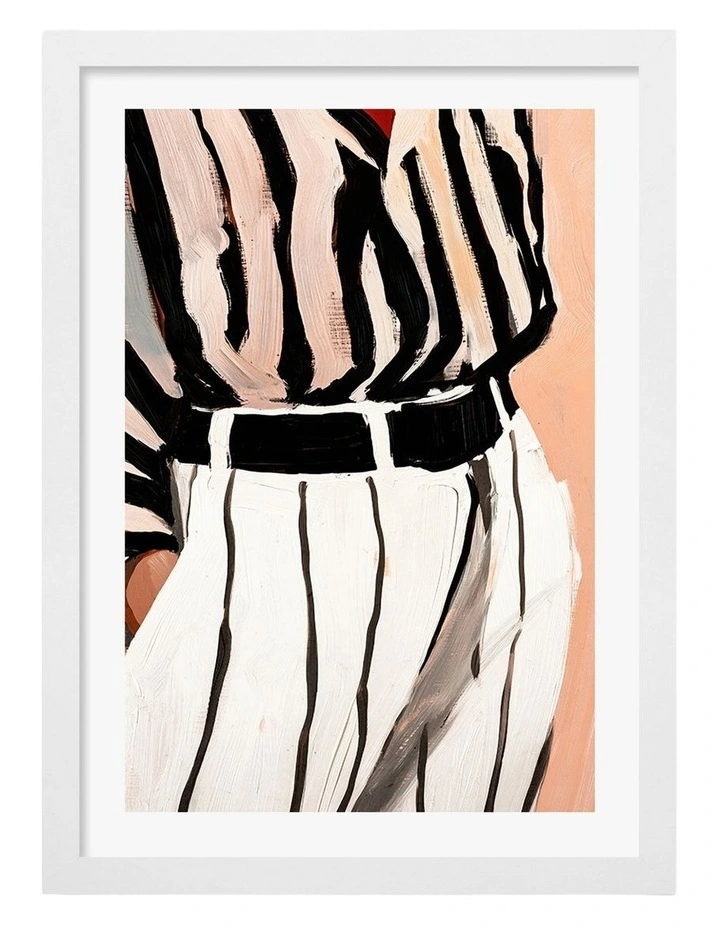 Australian Made Stripe Elegance Art Print White Frame image 1