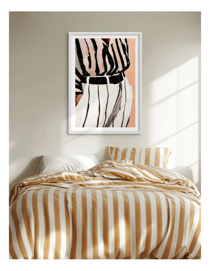 Australian Made Stripe Elegance Art Print White Frame image 2