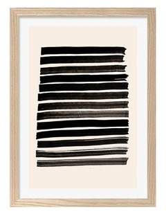 Australian Made Stripes Beige Art Print Natural Frame
