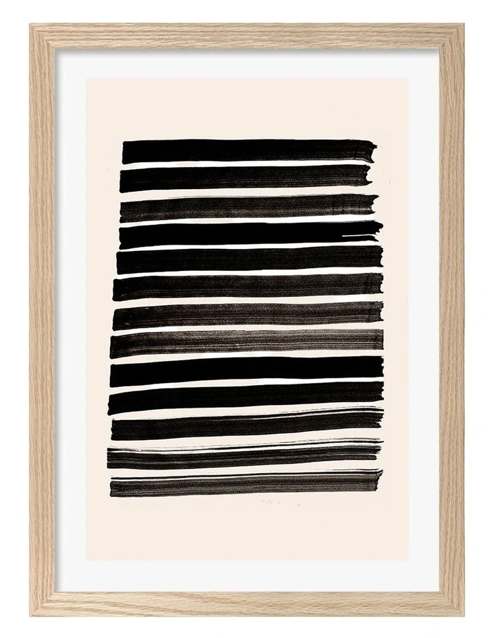 Australian Made Stripes Beige Art Print Natural Frame image 1
