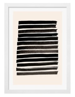 Australian Made Stripes Beige Art Print White Frame