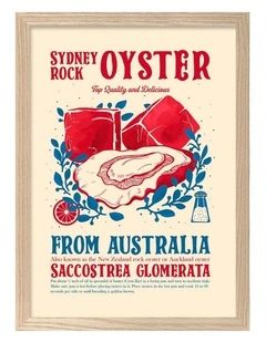 Australian Made Sydney Oyster Delight Art Print Natural Frame