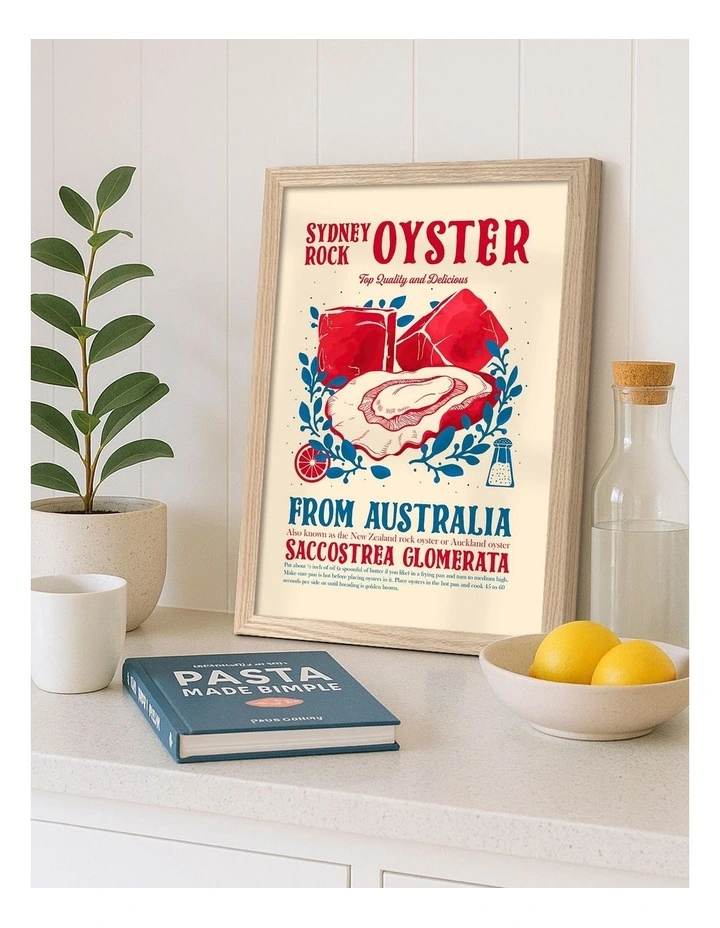 Australian Made Sydney Oyster Delight Art Print Natural Frame image 2