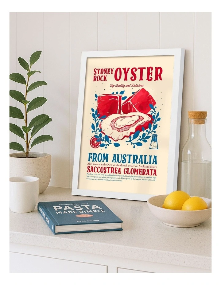 Australian Made Sydney Oyster Delight Art Print White Frame image 2