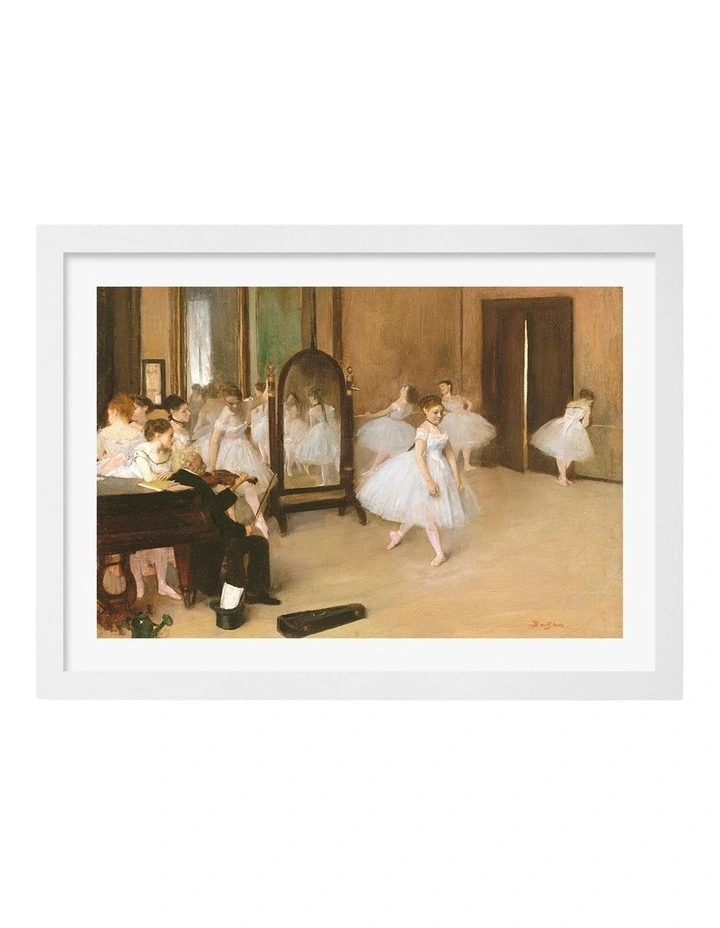 Australian Made The Dancing Class Edgar Degas Art Print White Frame image 1