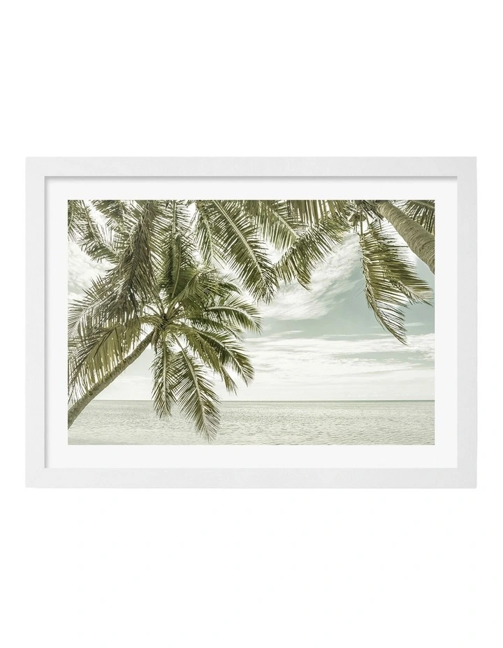Australian Made Tropical Serenity Art Print White Frame image 1