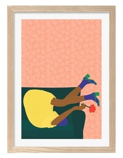 Australian Made Upside Down Blossom Art Print Natural Frame