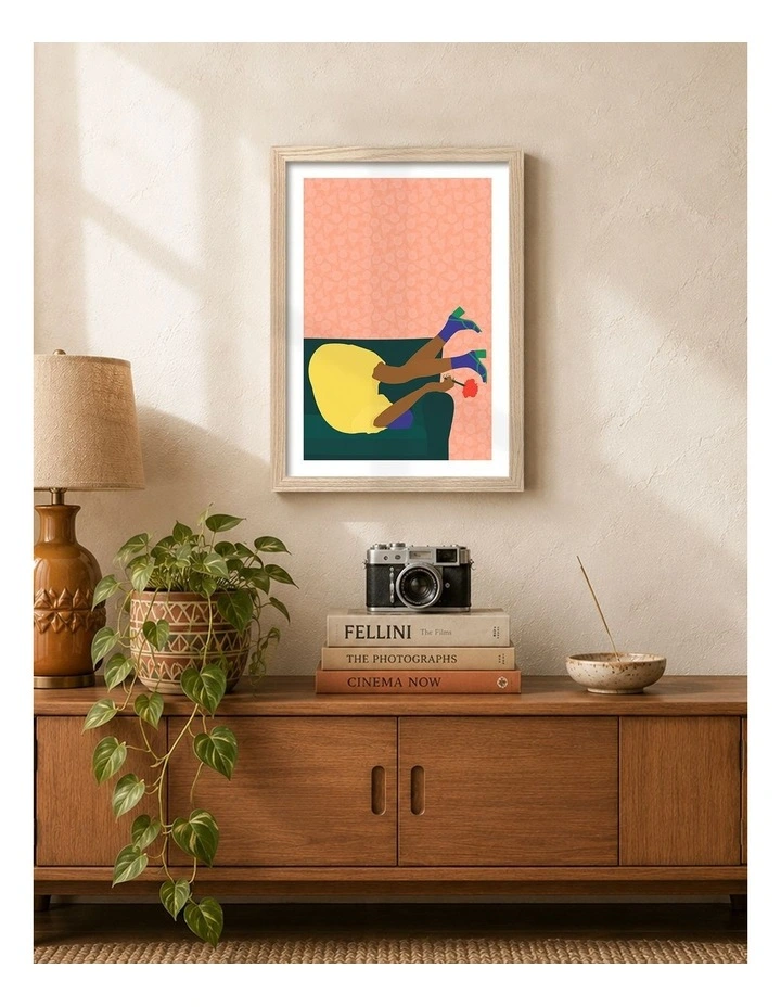 Australian Made Upside Down Blossom Art Print Natural Frame image 2