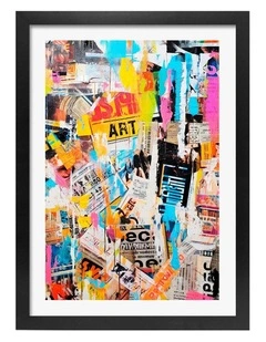 Australian Made Urban Chaos Collage Art Print Black Frame