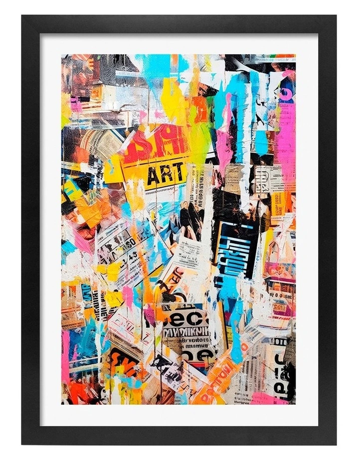 Australian Made Urban Chaos Collage Art Print Black Frame image 1