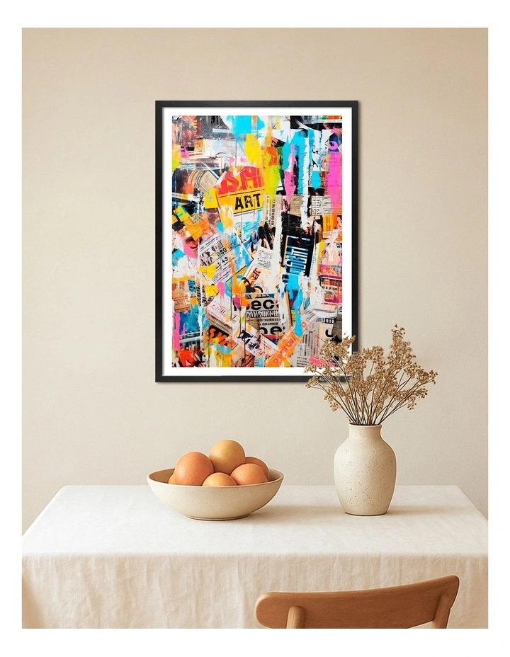 Australian Made Urban Chaos Collage Art Print Black Frame image 2