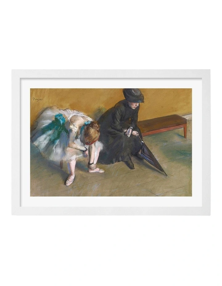 Australian Made Waiting Edgar Degas Art Print White Frame image 1