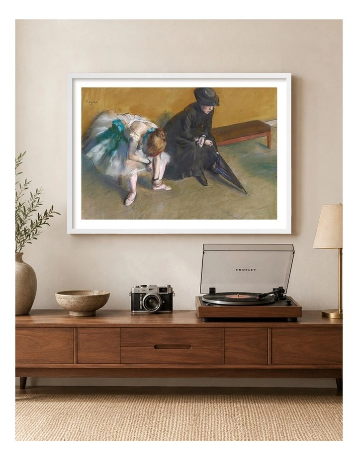 Australian Made Waiting Edgar Degas Art Print White Frame image 2
