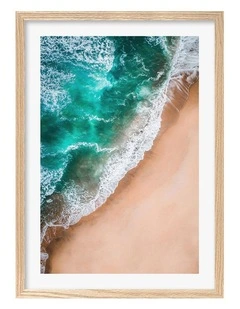 Australian Made Aqua Sands 3 Art Print A3 in Natural Frame