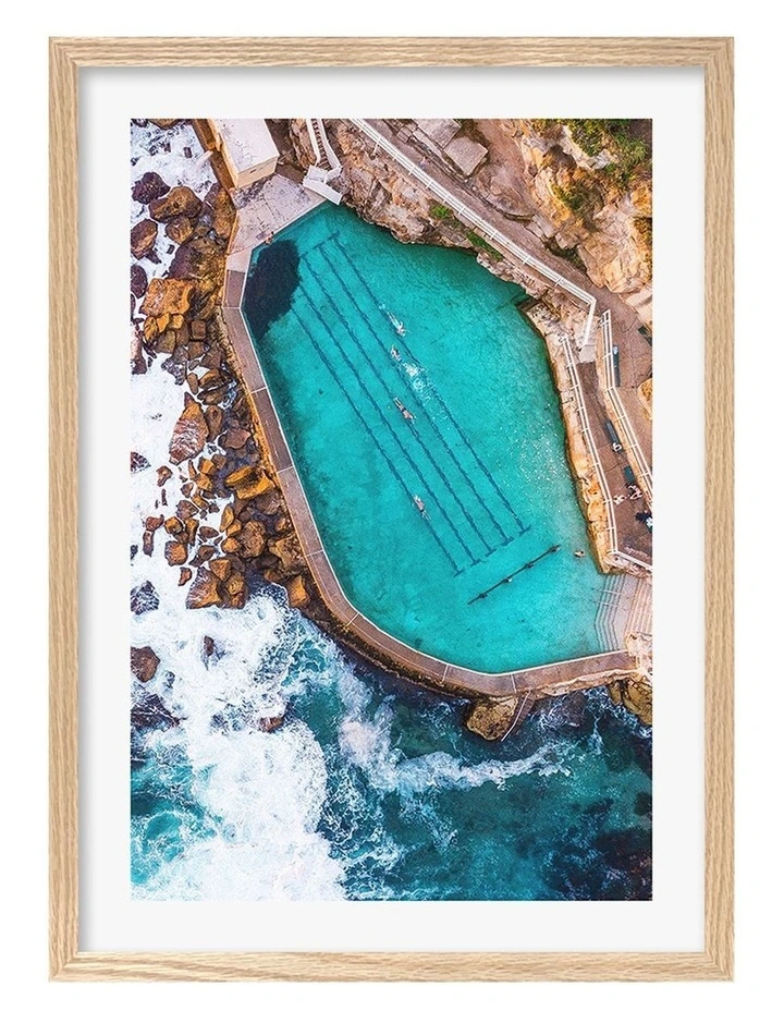 Australian Made Bronte Ocean Pool 1 Art Print A2 in Natural Frame image 1