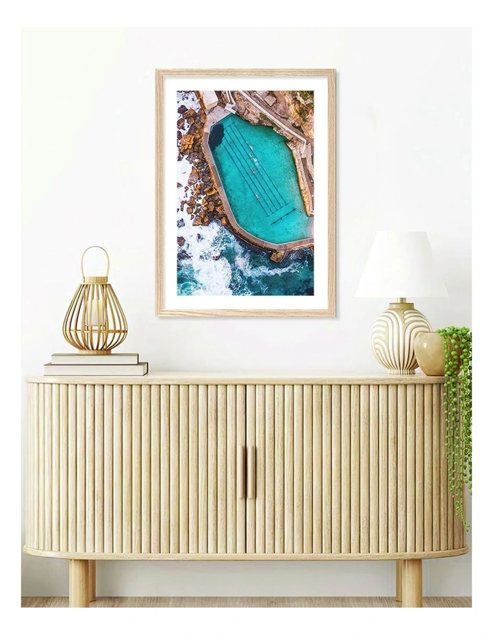 Australian Made Bronte Ocean Pool 1 Art Print A2 in Natural Frame image 2