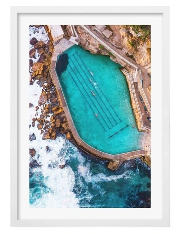 Australian Made Bronte Ocean Pool 1 Art Print A3 in White Frame