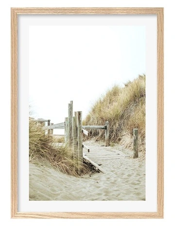 Australian Made Byron Beach Path 1 Art Print A3 in Natural Frame