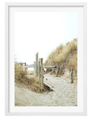Australian Made Byron Beach Path 1 Art Print A3 in White Frame