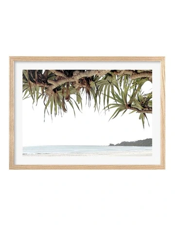 Australian Made Byron Beach View Art Print A2 in Natural Frame