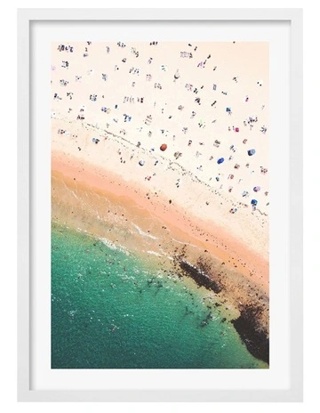 Australian Made Coogee Beach Life Art Print A2 in White Frame