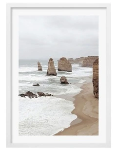 Australian Made Great Ocean Road 1 Art Print A2 in White Frame