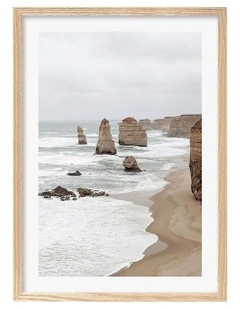 Australian Made Great Ocean Road 1 Art Print A3 in Natural Frame
