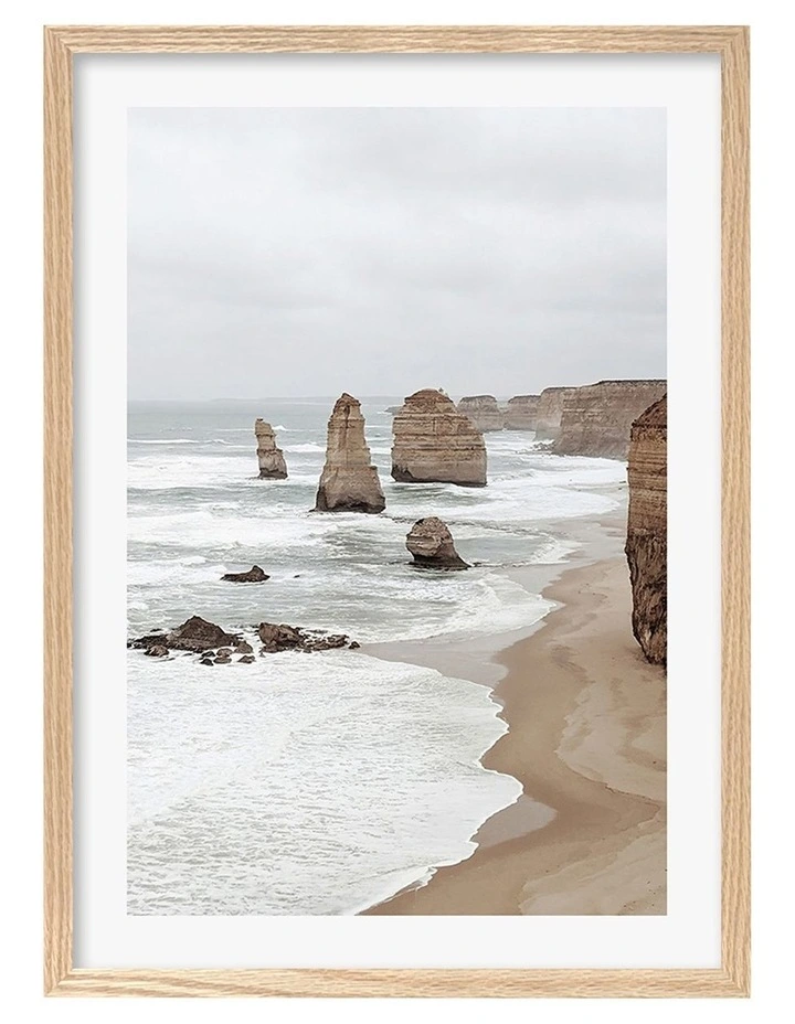 Australian Made Great Ocean Road 1 Art Print A3 in Natural Frame image 1