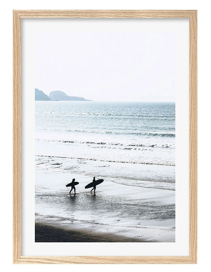 Australian Made Morning Surf Art Print A2 in Natural Frame image 1