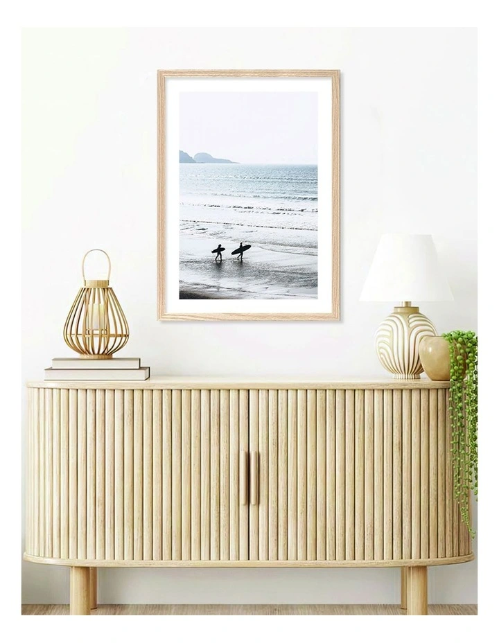 Australian Made Morning Surf Art Print A2 in Natural Frame image 2