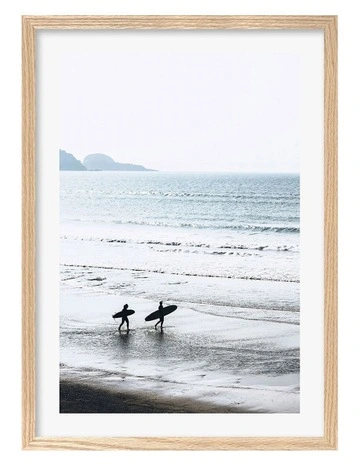 Australian Made Morning Surf Art Print A3 in Natural Frame