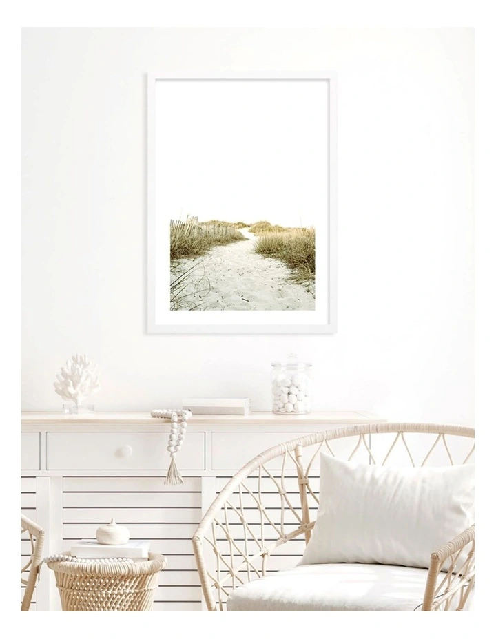 Sandy Path 2 Art Print A2 Australian Made in White Frame image 4