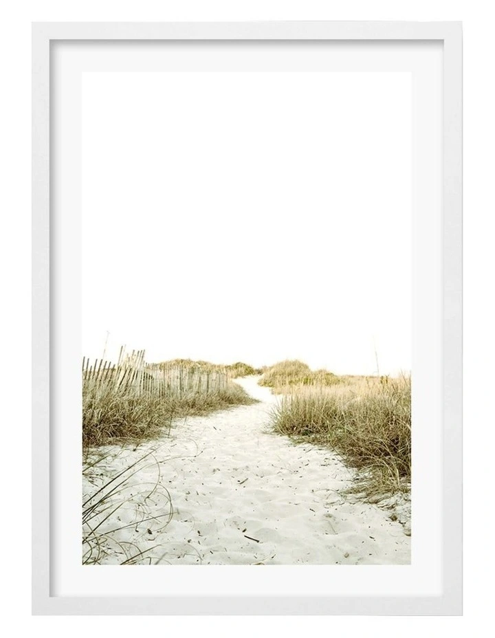 Australian Made Sandy Path 2 Art Print A3 in White Frame image 1