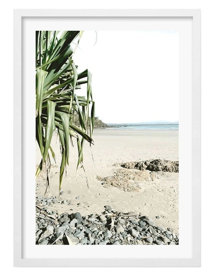 Australian Made Wategos Beach Outlook Art Print A2 Frame in White image 1