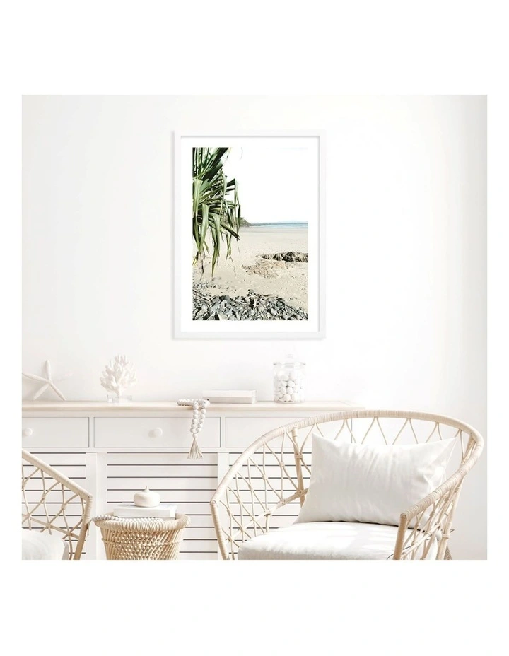 Australian Made Wategos Beach Outlook Art Print A2 Frame in White image 4