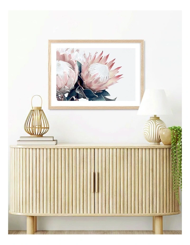 Australian Made Protea Flowers Art Print A2 in Natural Frame image 2