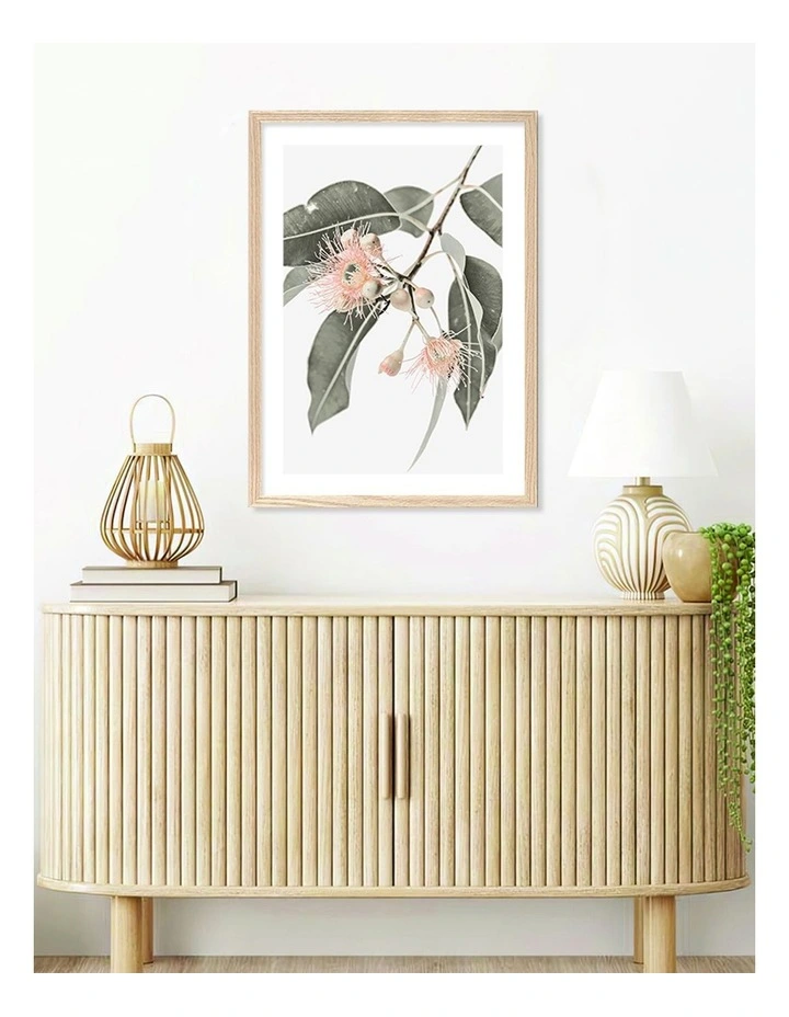 Australian Made Eucalyptus Wildflowers Art Print A2 in Natural Frame image 2