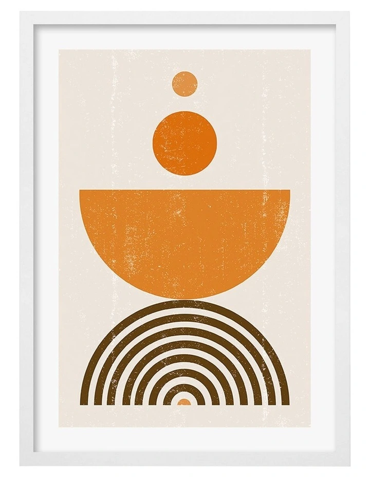 Australian Made Orange Boho Sun Bowl Art Print A3 in White Frame image 1