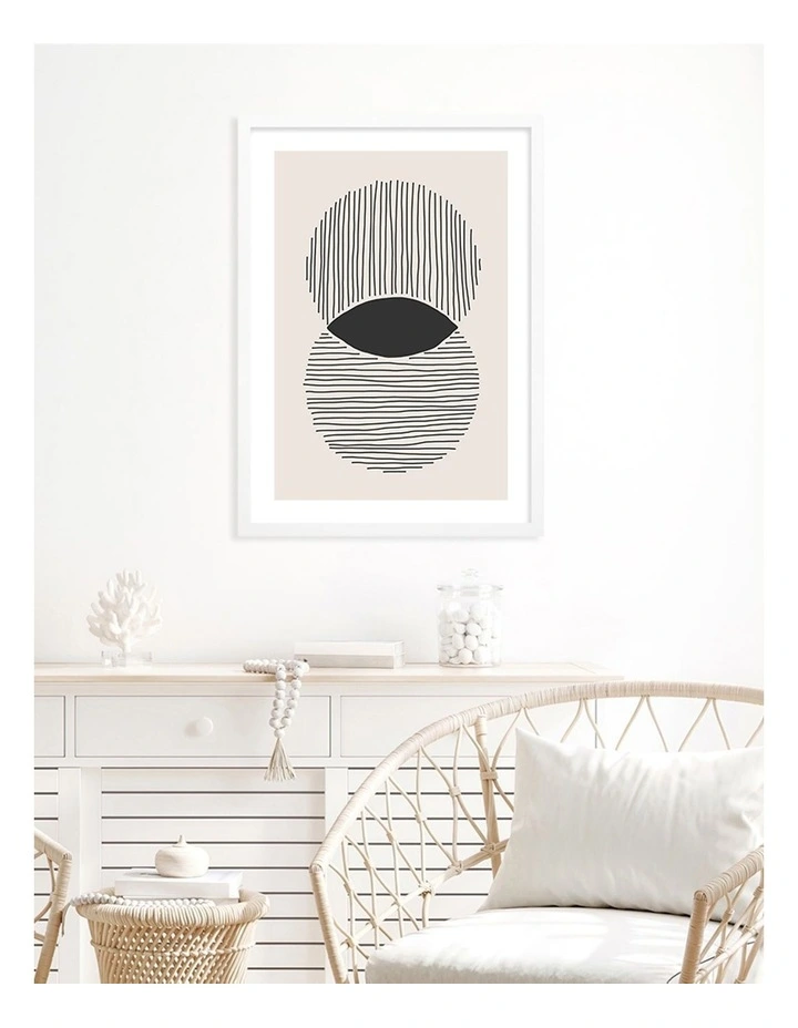 Australian Made Intersecting Circles Lines Art Print A3 in White Frame image 2