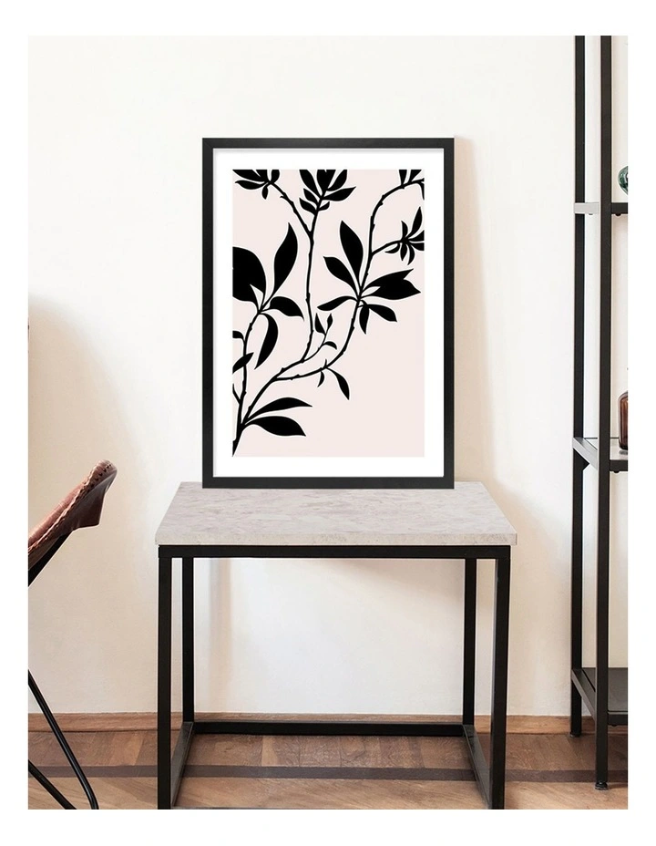 Australian Made Silhouette Branch Leaves Day Art Print A3 in Black Frame image 2