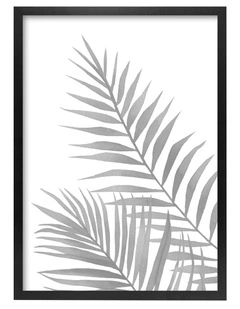 Australian Made Watercolour Palm Leaves Black Art Print A3 in Black Frame