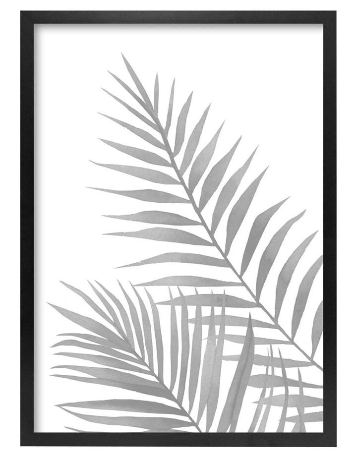 Australian Made Watercolour Palm Leaves Black Art Print A3 in Black Frame image 1