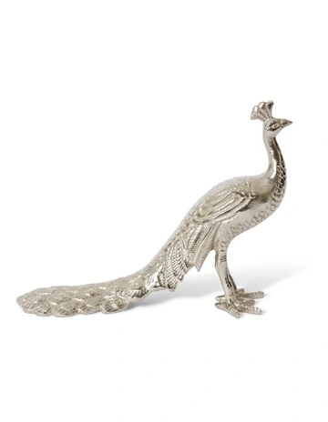 Peacock Sculpture in Silver