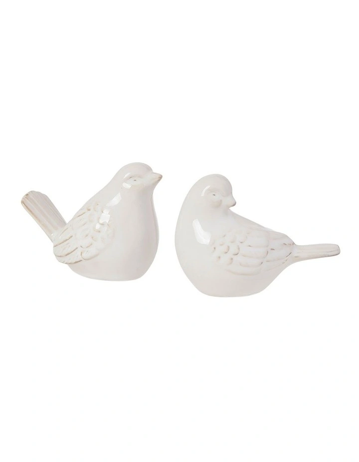 Swallow Ceramic Bird Set 2 13.7x9.5cm in Cream image 1