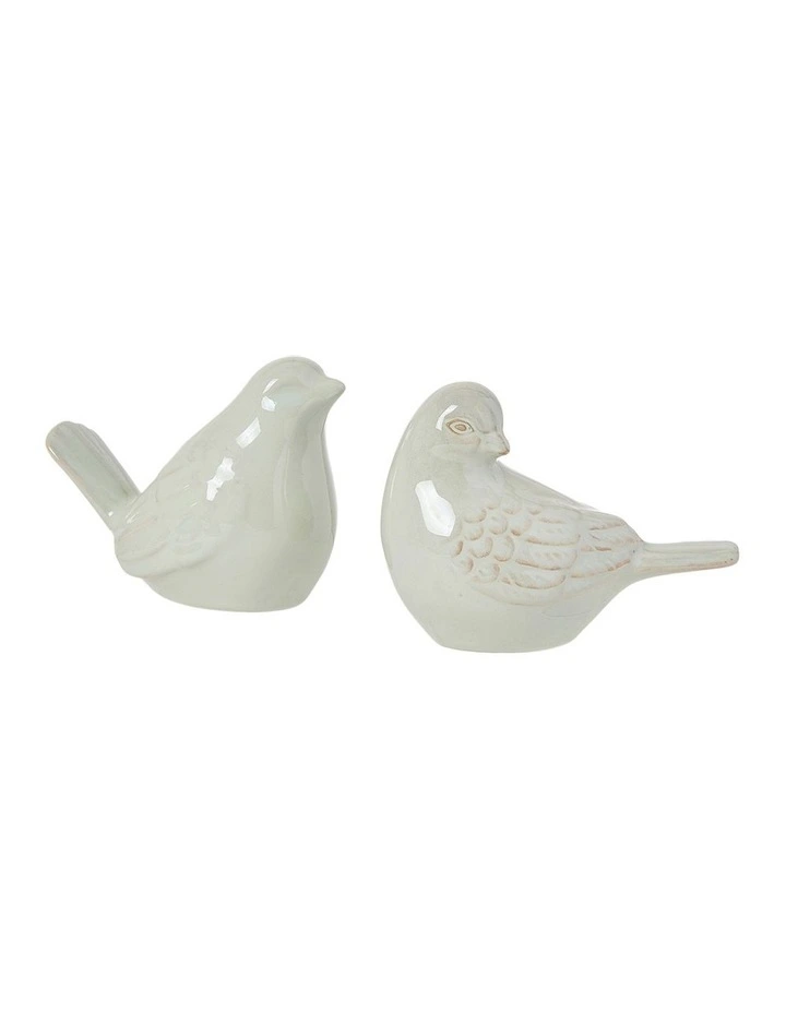 Swallow Ceramic Bird Set 2 13.7x9.5cm in Light Green image 1